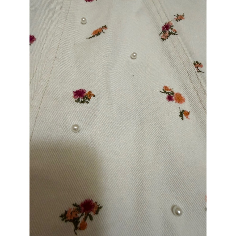 Steve Madden Harley Mini Dress Antique White Floral Pearl Denim Small NEW - Picture 5 of 6